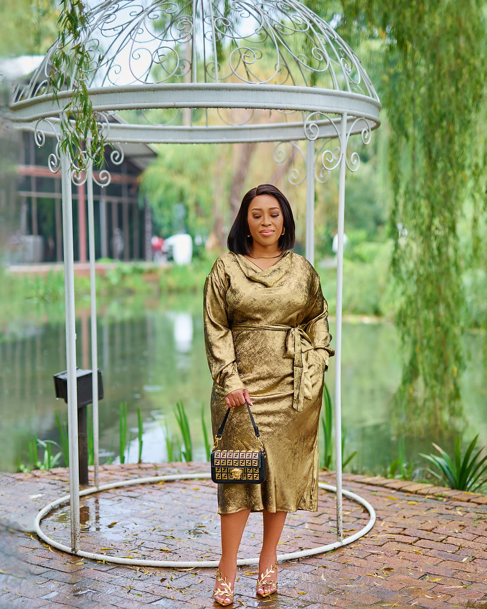 Thumbnail: Liquid-Gold Satin Wrap Dress