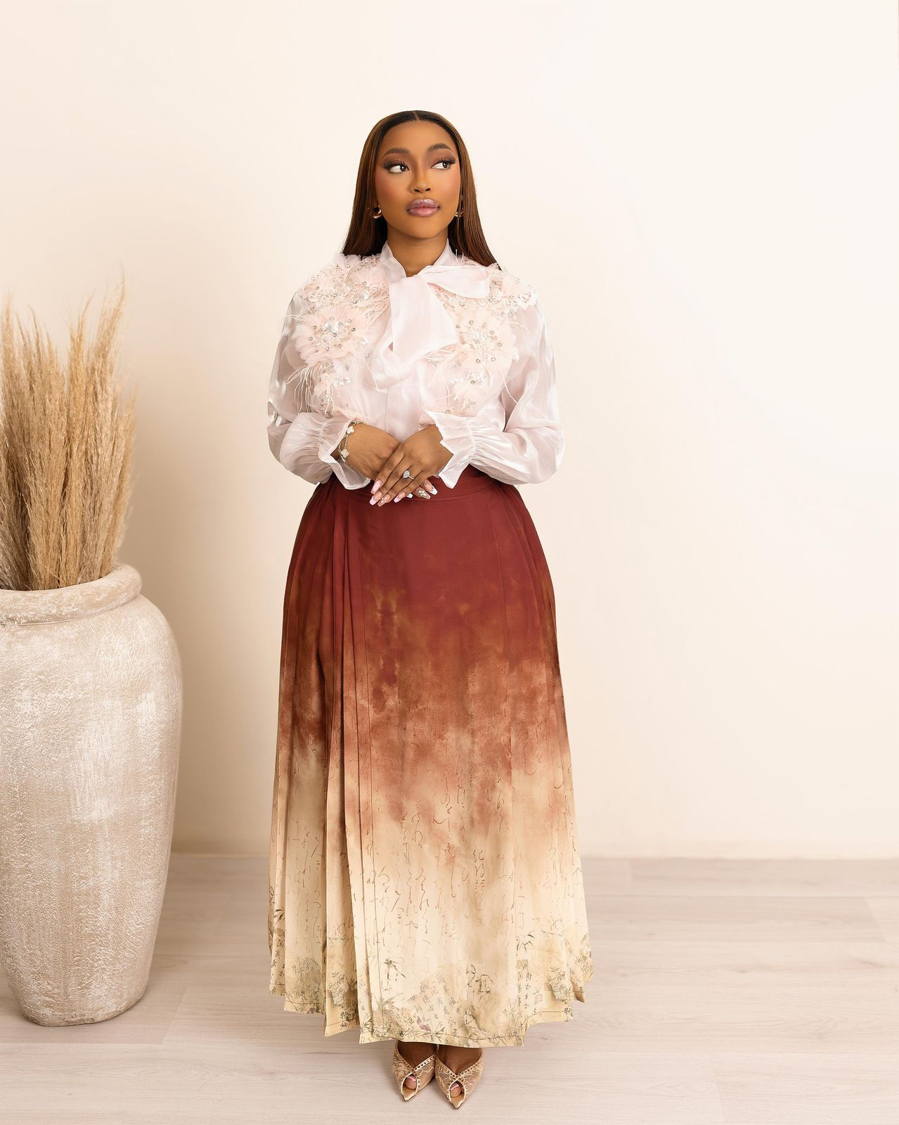 Rose Ember Pleated Shirt