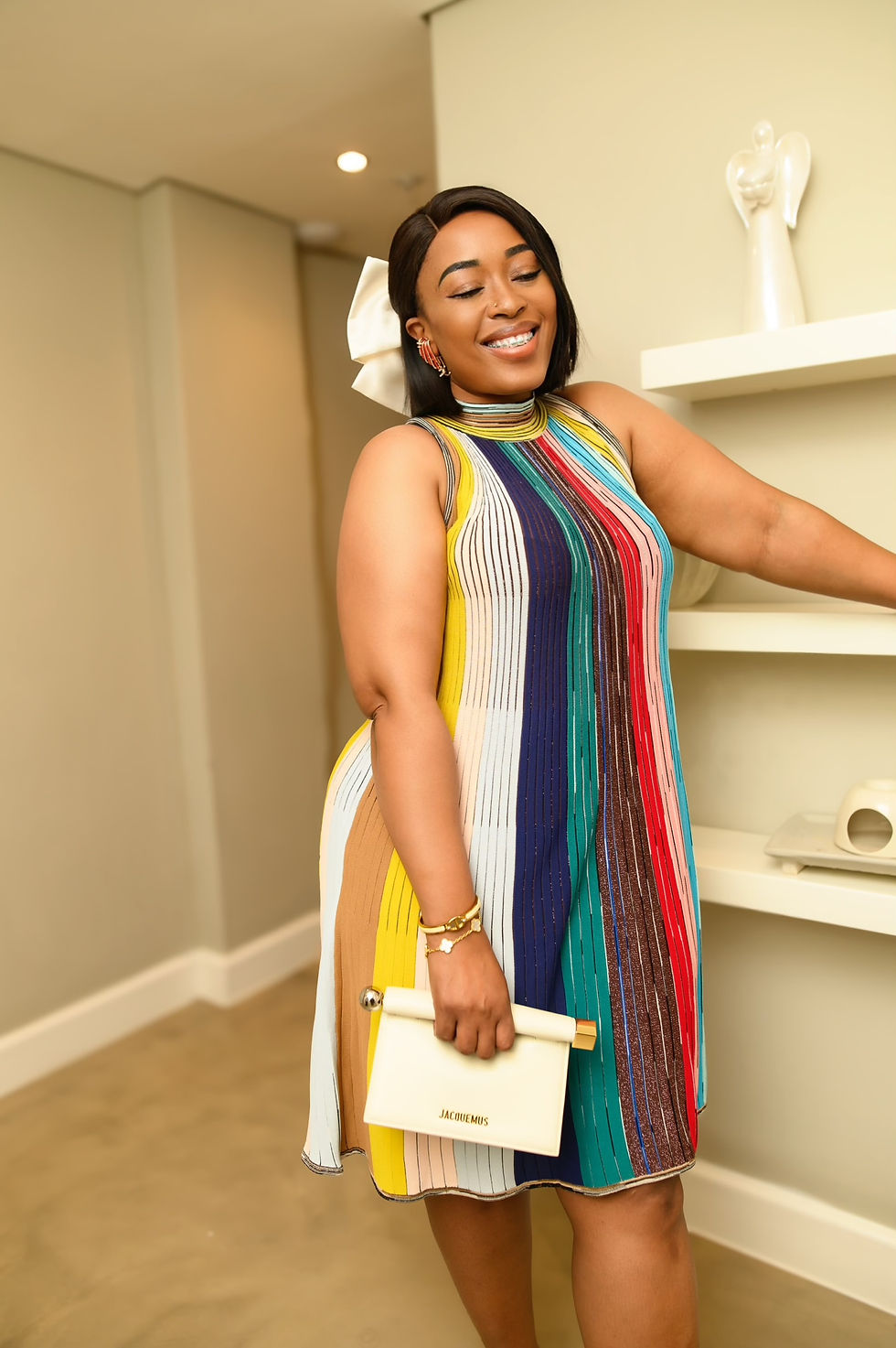 Thumbnail: Multi-Coloured Knitted striped Dress