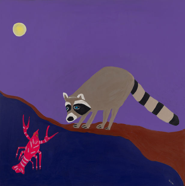 racoon and crayfish, rousseau, dreamscape