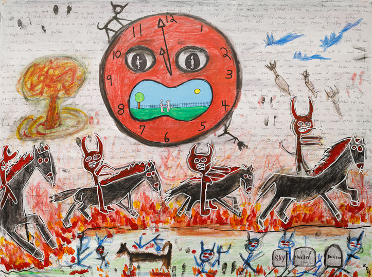 doomsday, art, drawing, painting, horsemen, dog park