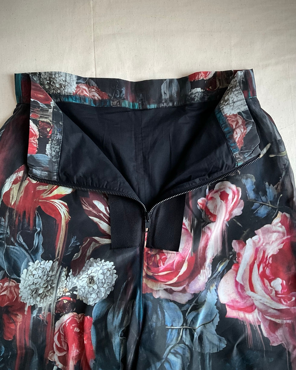 Thumbnail: WIDE LEG SILK TROUSERS. PRINTED AND MADE IN ENGLAND.