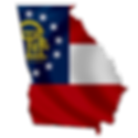 Georgia state flag in the shape of the state with detailed colors.