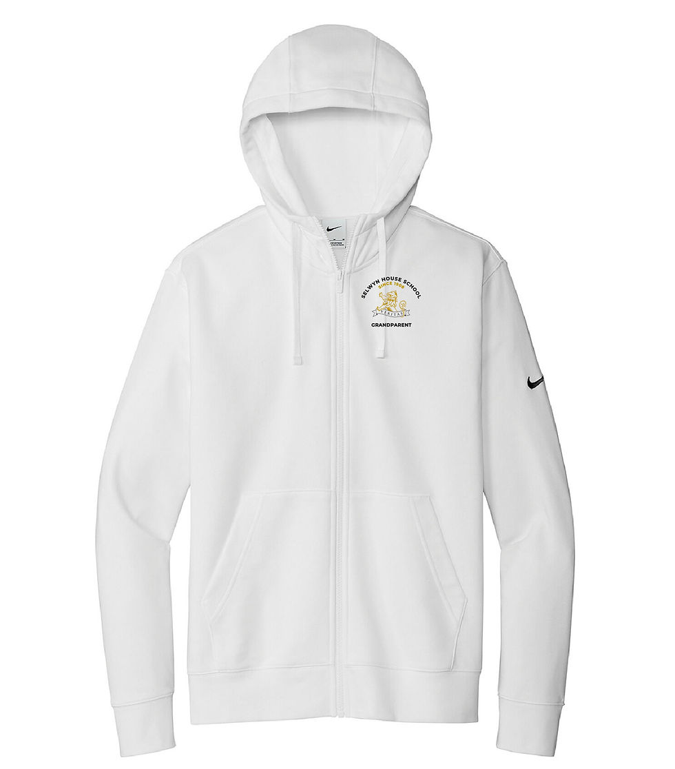 Thumbnail: Unisex -B&G Since 1908 - White - NIKE CLUB FLEECE SLEEVE SWOOSH FULL Zip