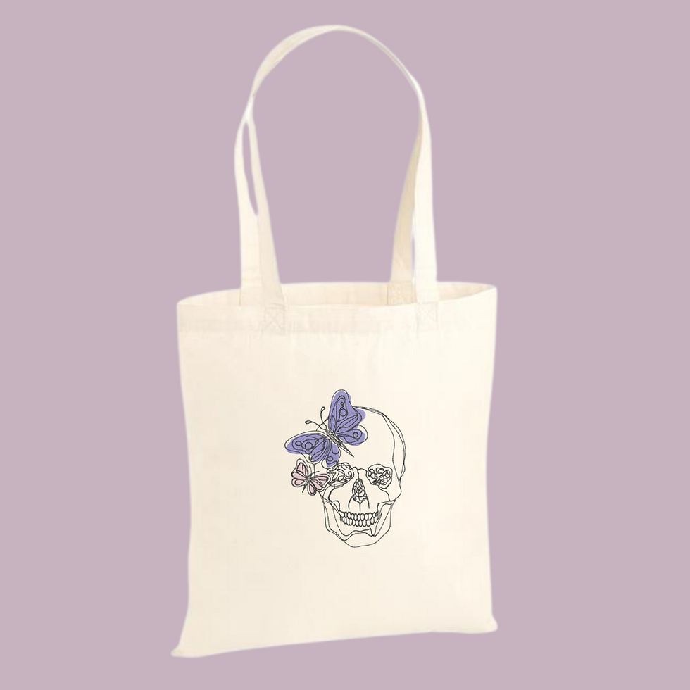 Thumbnail: Butterfly Skull Tote Bag