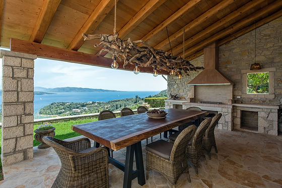 The outdoor kitchen and barbecue area is ideal for al fresco dining