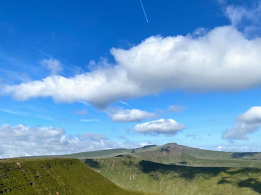 Looking across to Pen Y Fan in the Brecon Beacons on a sunny day