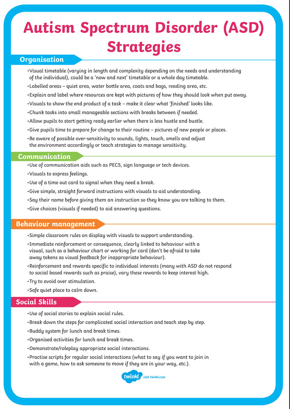Strategies to support childrenw ith ASD
