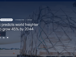 Airbus predicts world freighter fleet to grow 45% by 2044