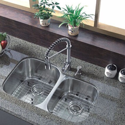 Lavatrastos de submontar de dos fosas