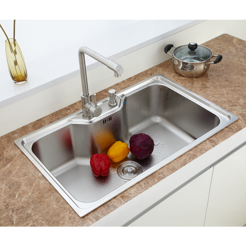 Lavatrastos de acero inoxidable de una sola fosa y gran capacidad