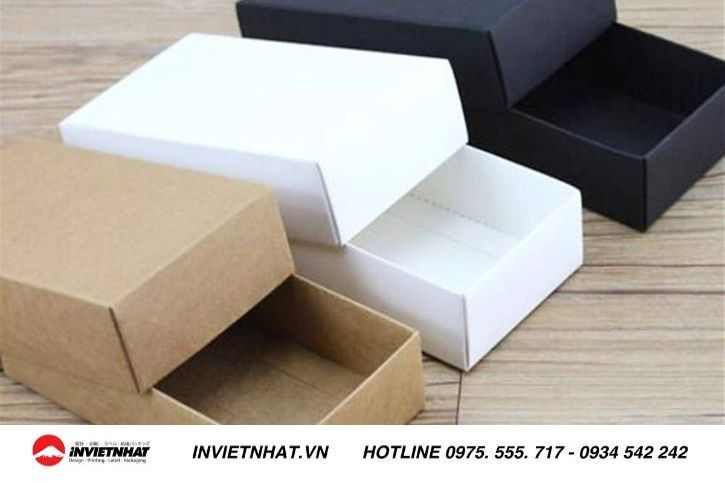 Mẫu hộp giấy nắp trượt sử dụng chất liệu giấy kraft