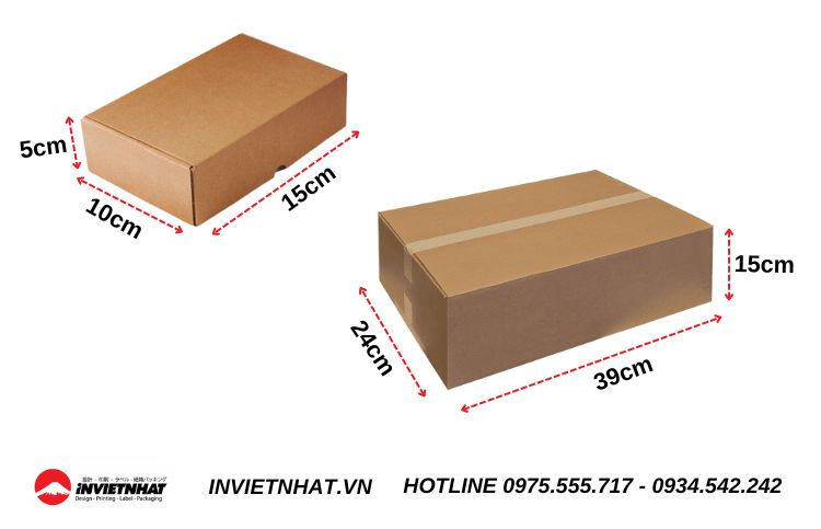 Kích thước hộp giấy chữ nhật ngang
