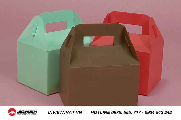 Mẫu hộp giấy có quai xách sử dụng chất liệu giấy carton