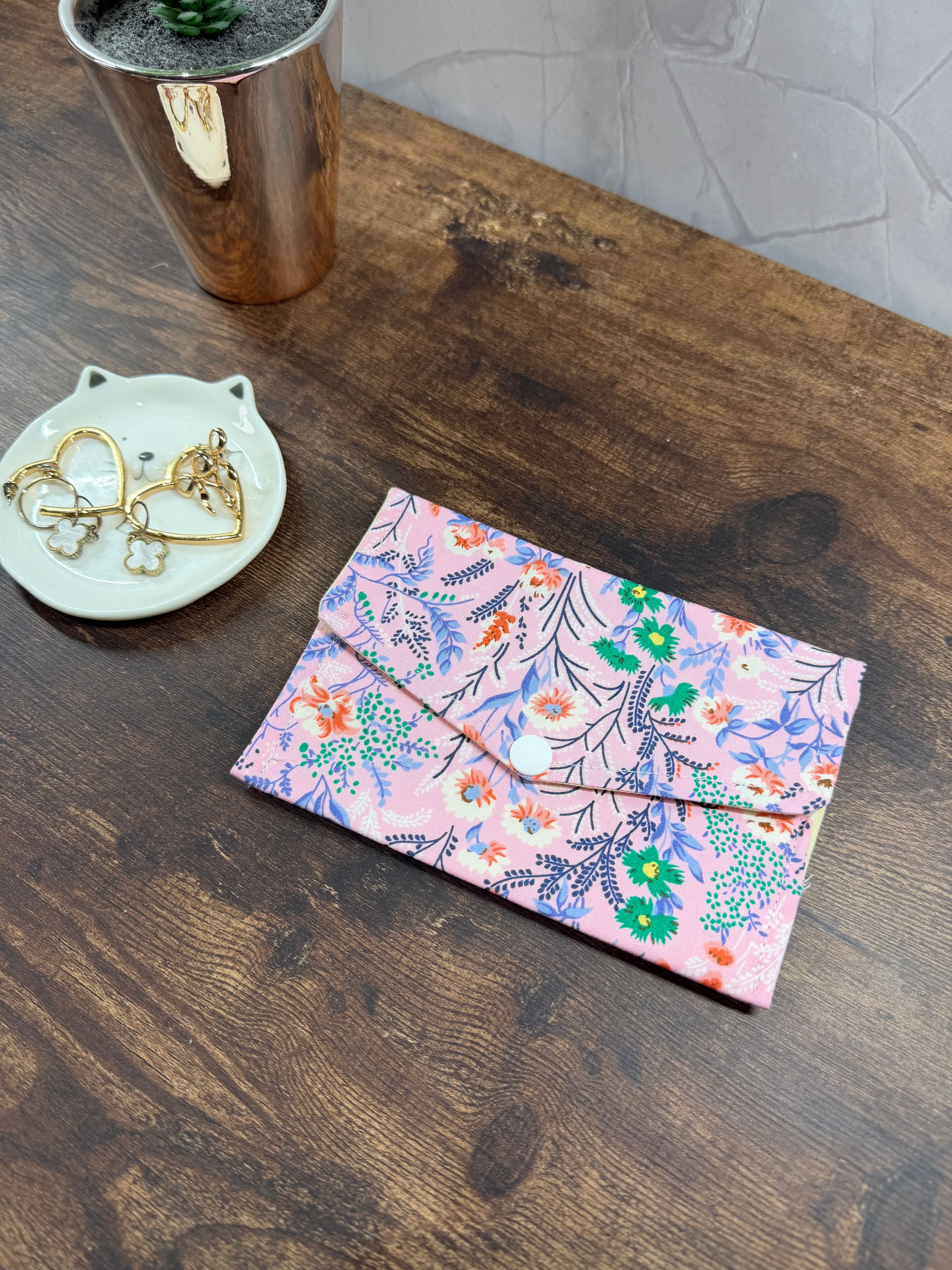 Pink botanical passport holder