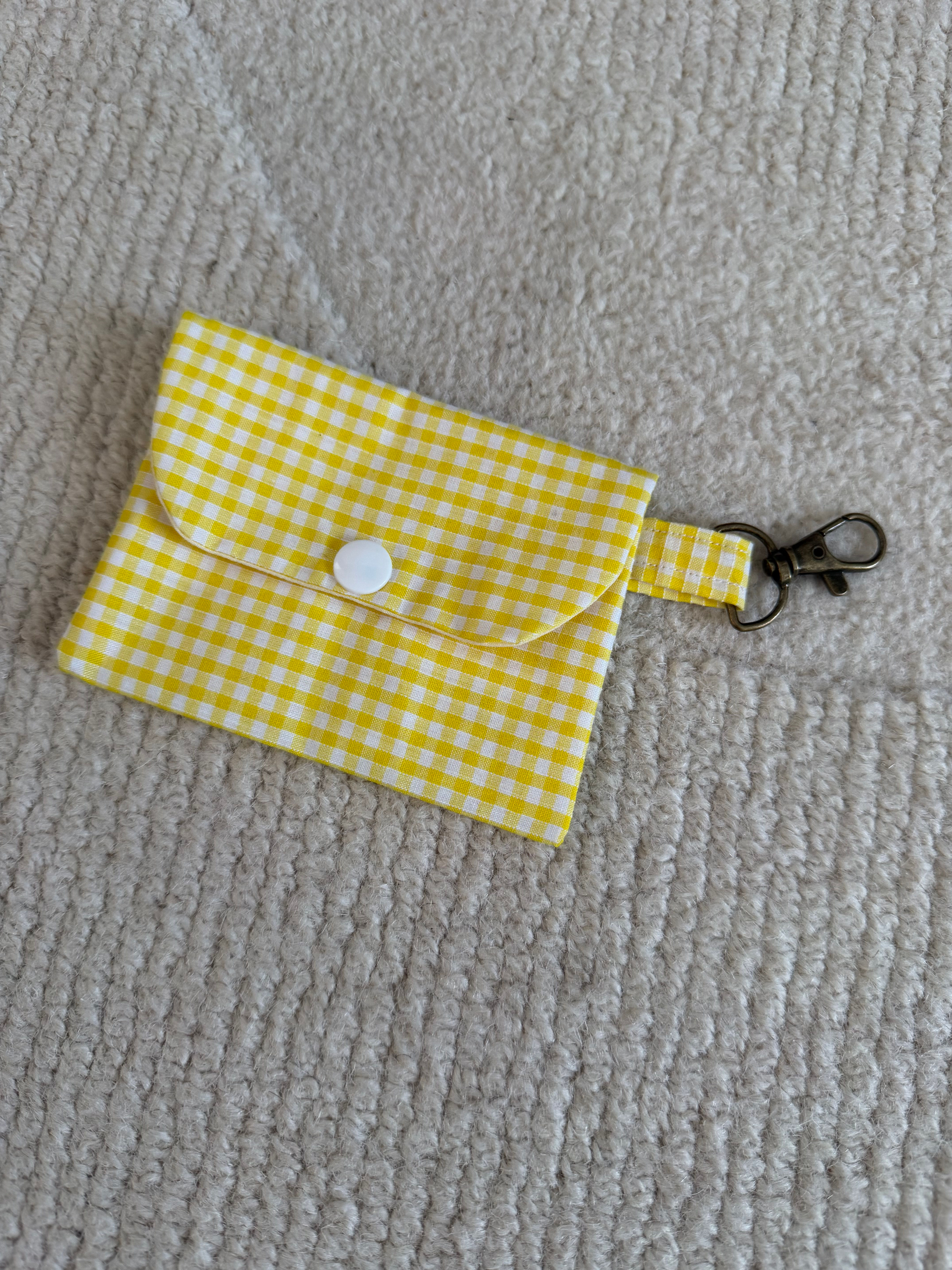 Yellow gingham summer snap pouch 