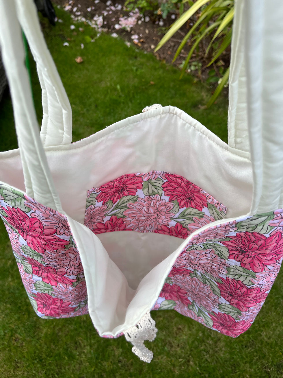 Thumbnail: Red Botanical Quilted Bag / Beach Bag