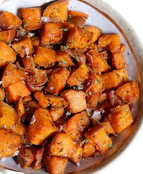 Honey Roasted Sweet Potatoes with Bacon