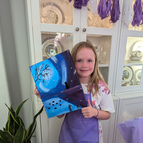 Completed artwork from an Artist with a Poncho paint night