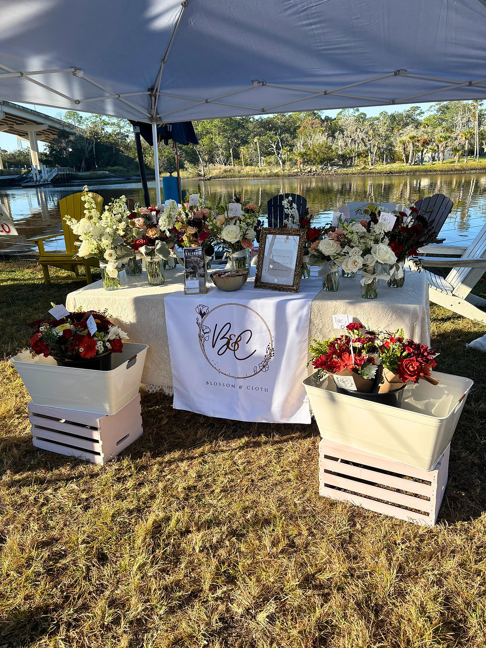 Farmers market flower table