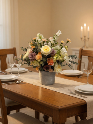 Flower arrangement on a dining table