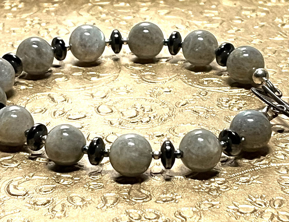 Thumbnail: 10mm Smooth Round Labradorite Gemstone Bead Bracelet