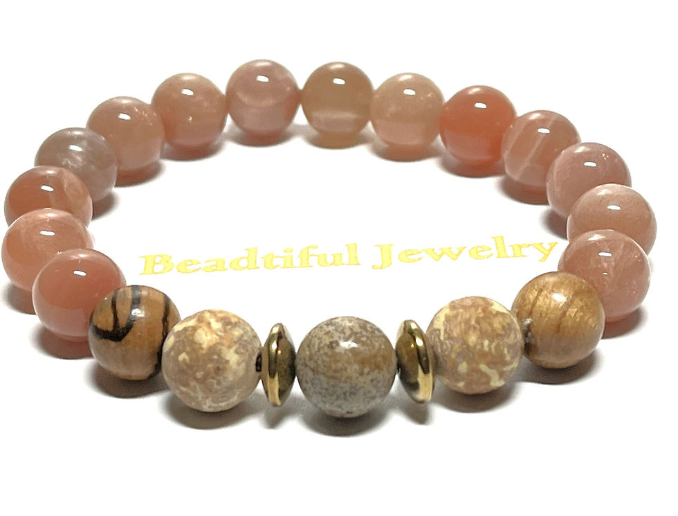 Thumbnail: Grade AAA 10mm Peach Moonstone Beaded Bracelet