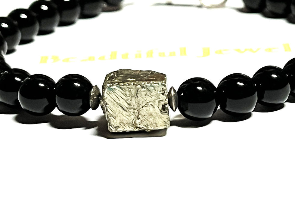 Thumbnail: Pyrite Nugget Black Onyx Bracelet