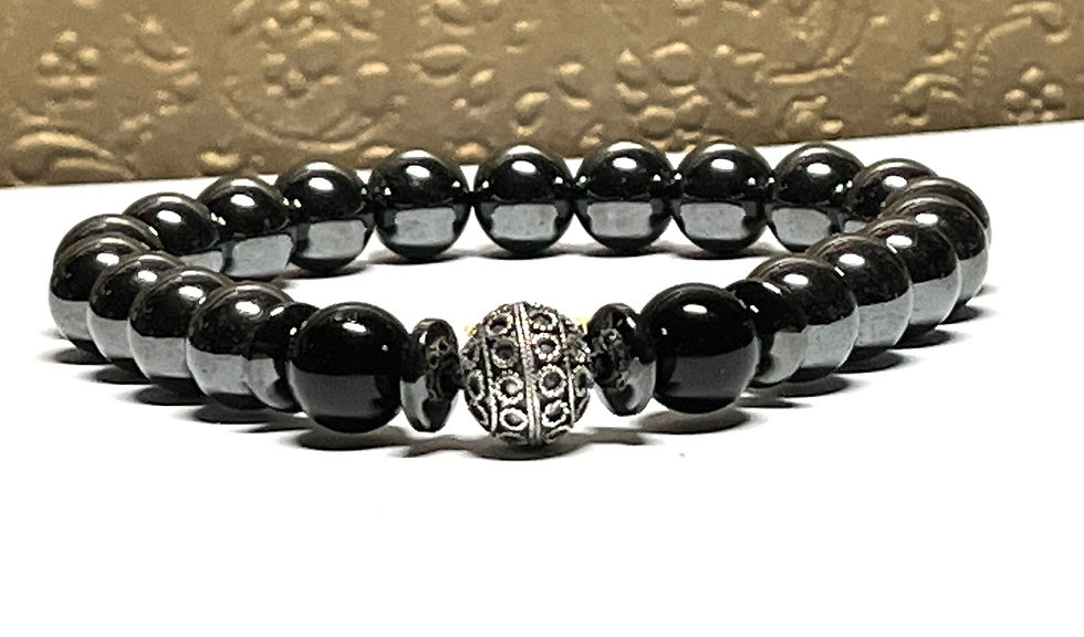Thumbnail: Hematite Onyx Unisex Bracelet – Men Beaded Bracelet