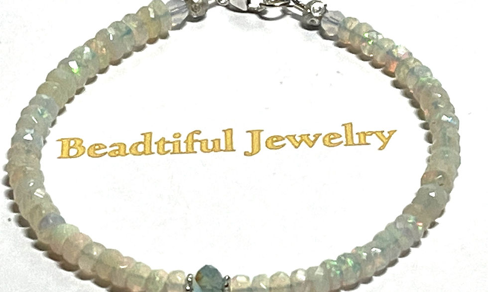 Thumbnail: AAA Ethiopian Opal Bracelet – 100% Natural Opal Rondelle Beads - Oct Birthstone