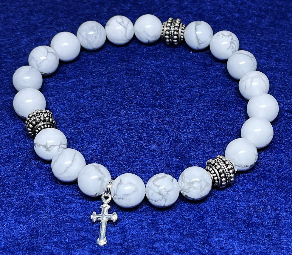 Thumbnail: White Howlite Bracelet Bali Sterling Silver Beaded Bracelet