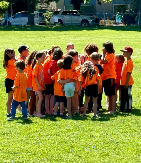Campers grouped in a circle