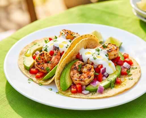 Tacos aux crevettes au cumin et citron