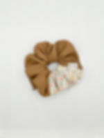 Elo and Jay Floral and Brown Faux Leather Scrunchie