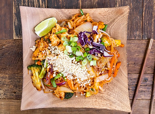 Pad Thai on mangowood plate