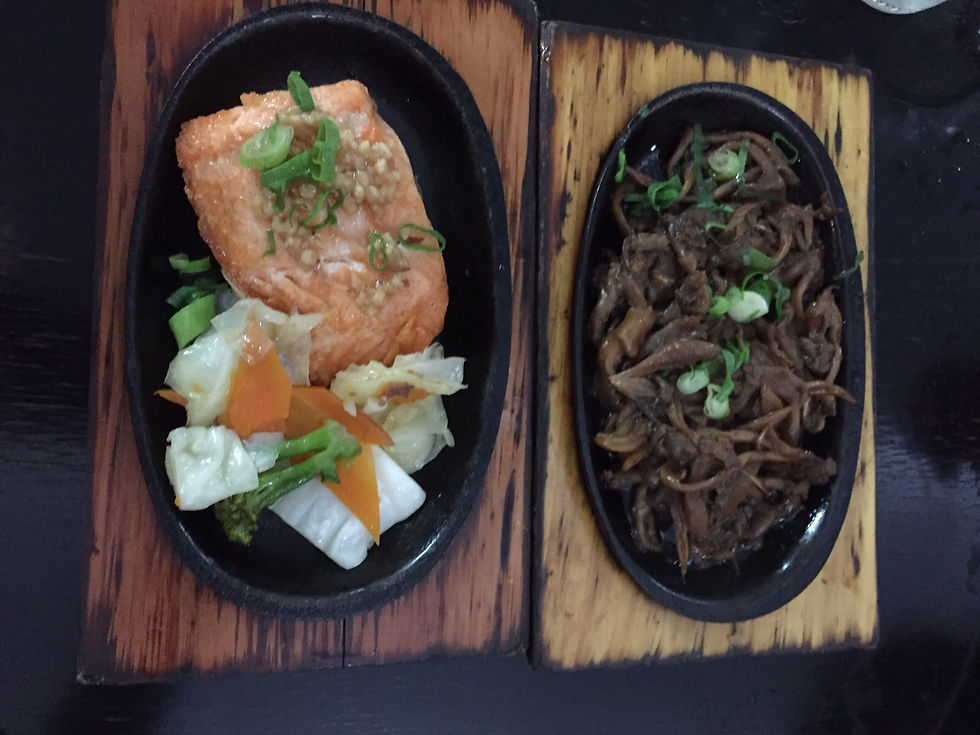 Salmão Grelhado e shimeje