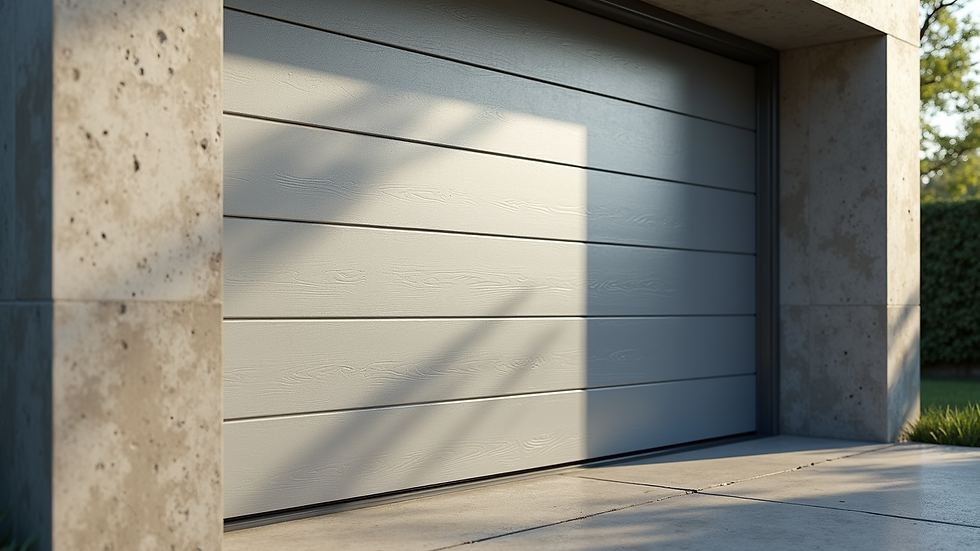 Close-up view of insulated garage door panels with modern design