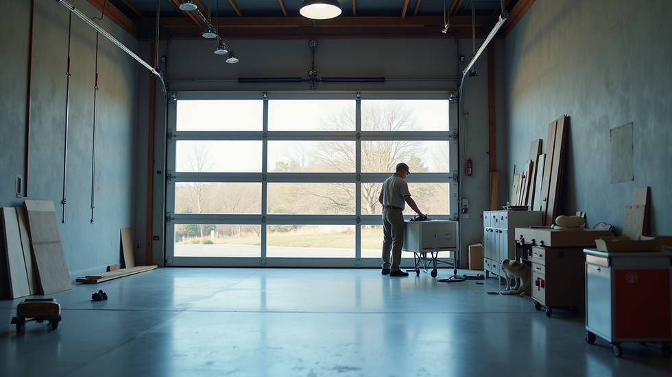 Eye-level view of a modern garage door installation process