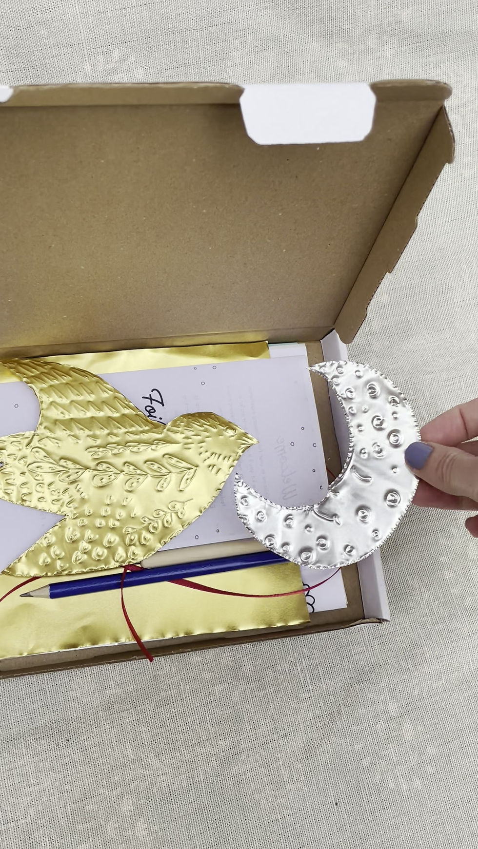 Thumbnail: Metal Foil Embossing Kit | DIY Art Set with Tools, Gold Silver Foil Sheets