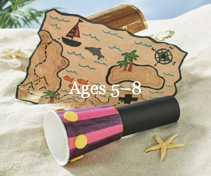 Kids crafting colorful adventure binoculars
