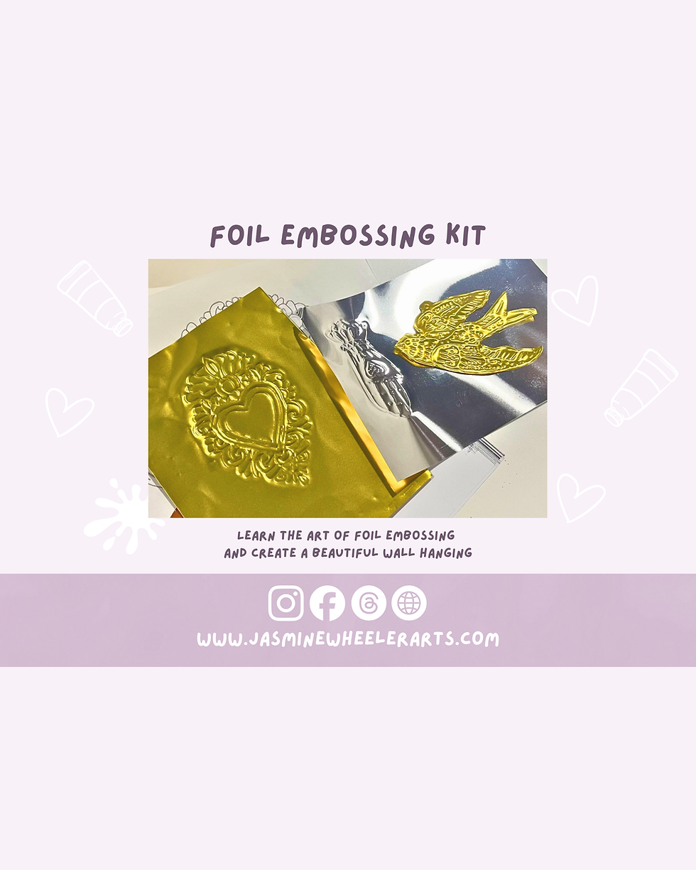 Thumbnail: Metal Foil Embossing Kit | DIY Art Set with Tools, Gold Silver Foil Sheets