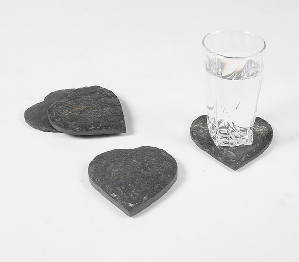 Heart-Shaped Hand Cut Slate Coasters (set of 4)