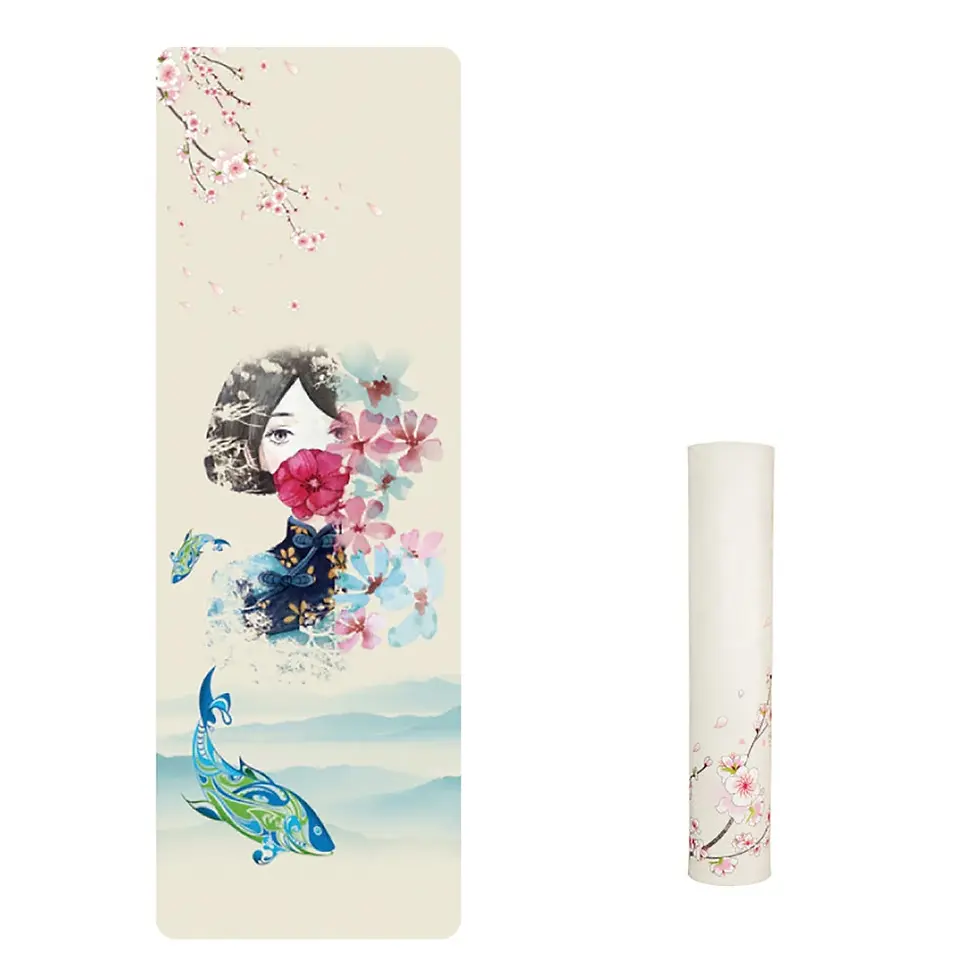 Thumbnail: Fashion Printed Suede TPE Anti-slip Gym Fitness Exercise Pilates Yoga Mat Pad