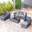 Thumbnail: 6-piece All-Weather Wicker PE rattan Patio Outdoor Dining Conversation Sectional