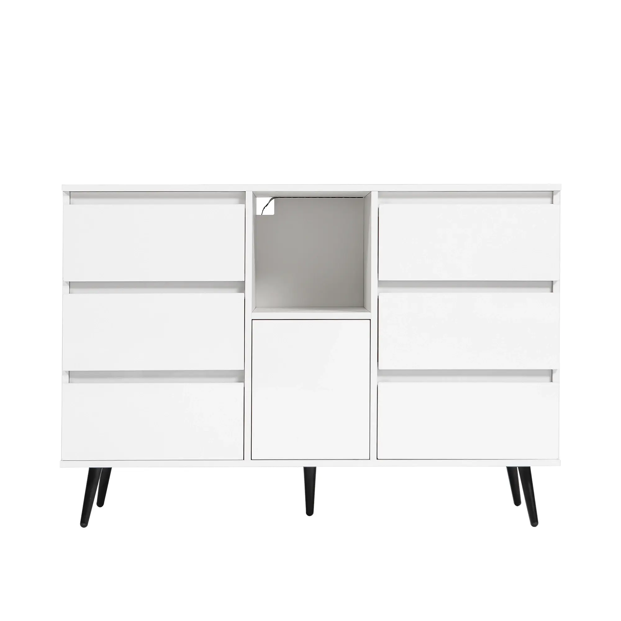 Living Room Sideboard Storage Cabinet White High Gloss with LED Light