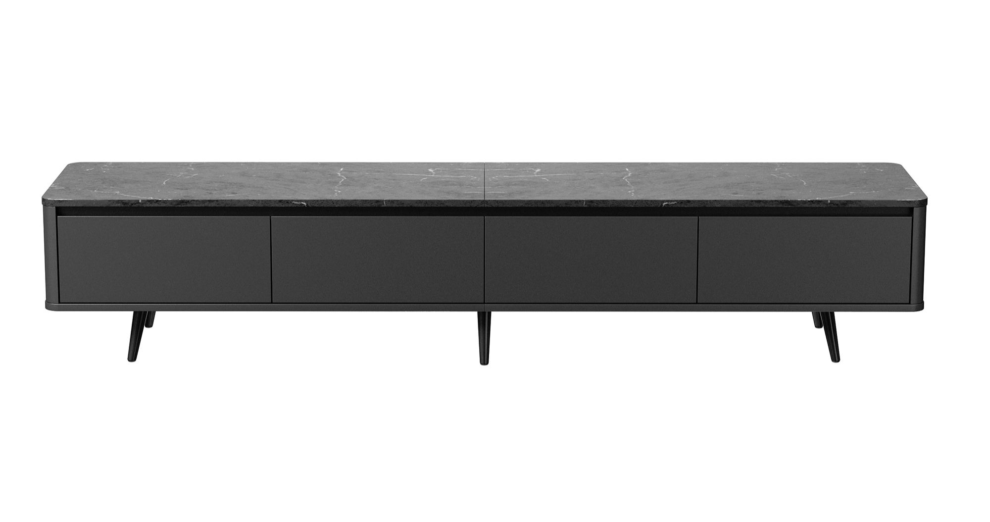 Contemporary TV Stand with 4 Drawers Media Console, Black Marble Texture