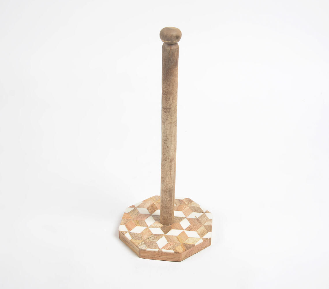 Rhombus Design Wooden Tissue Holder