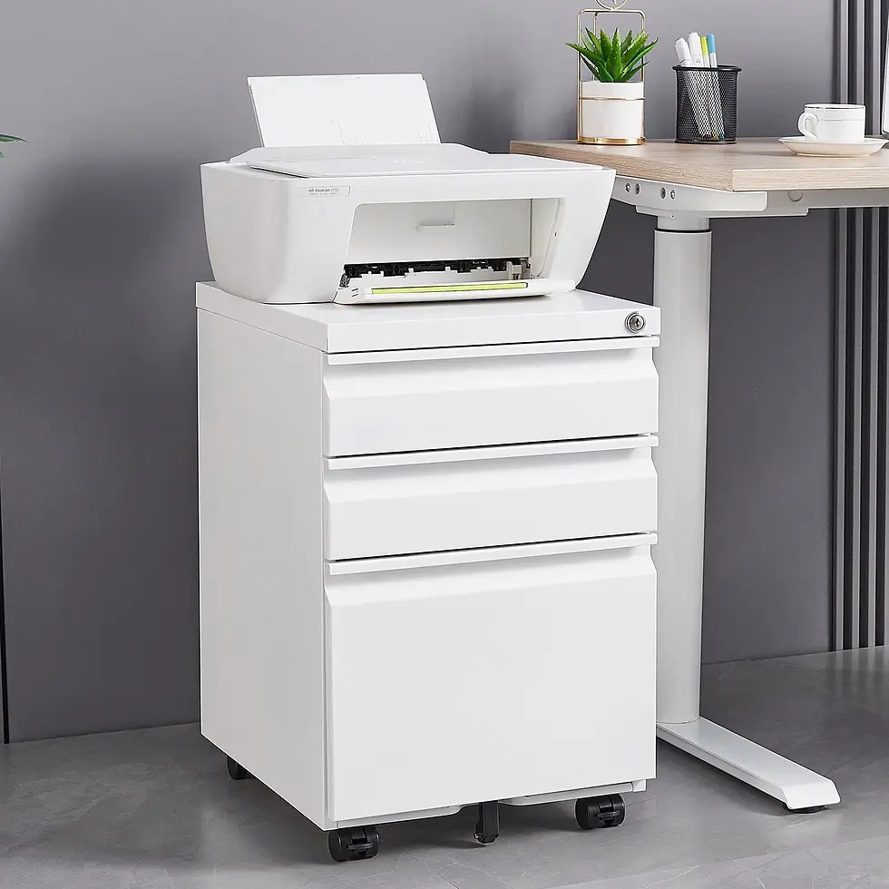 Thumbnail: 3-Drawer Mobile File Cabinet with Lock, Office Storage Filing Cabinet