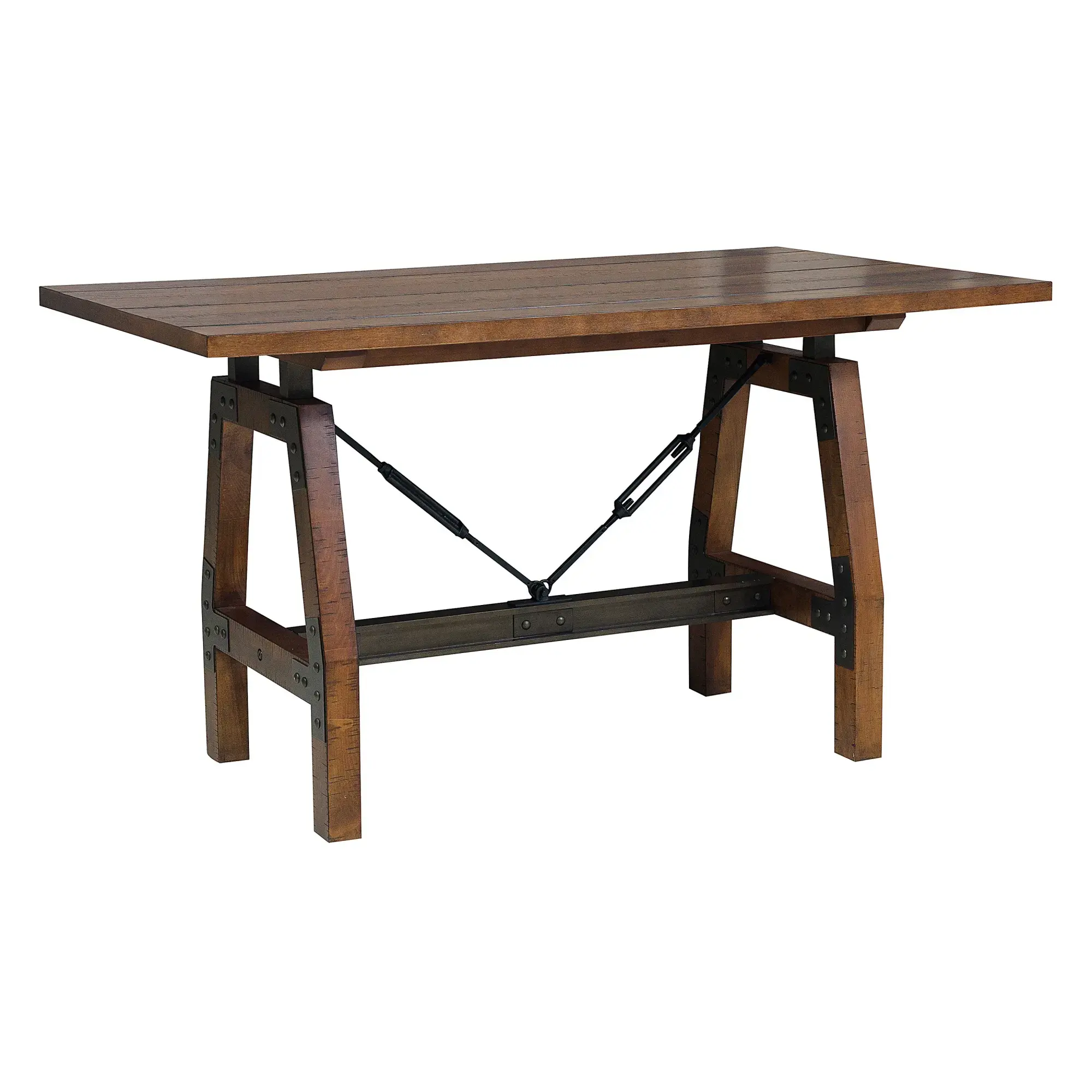 Rustic Brown and Gunmetal Finish 1pc Counter Height Dining Table