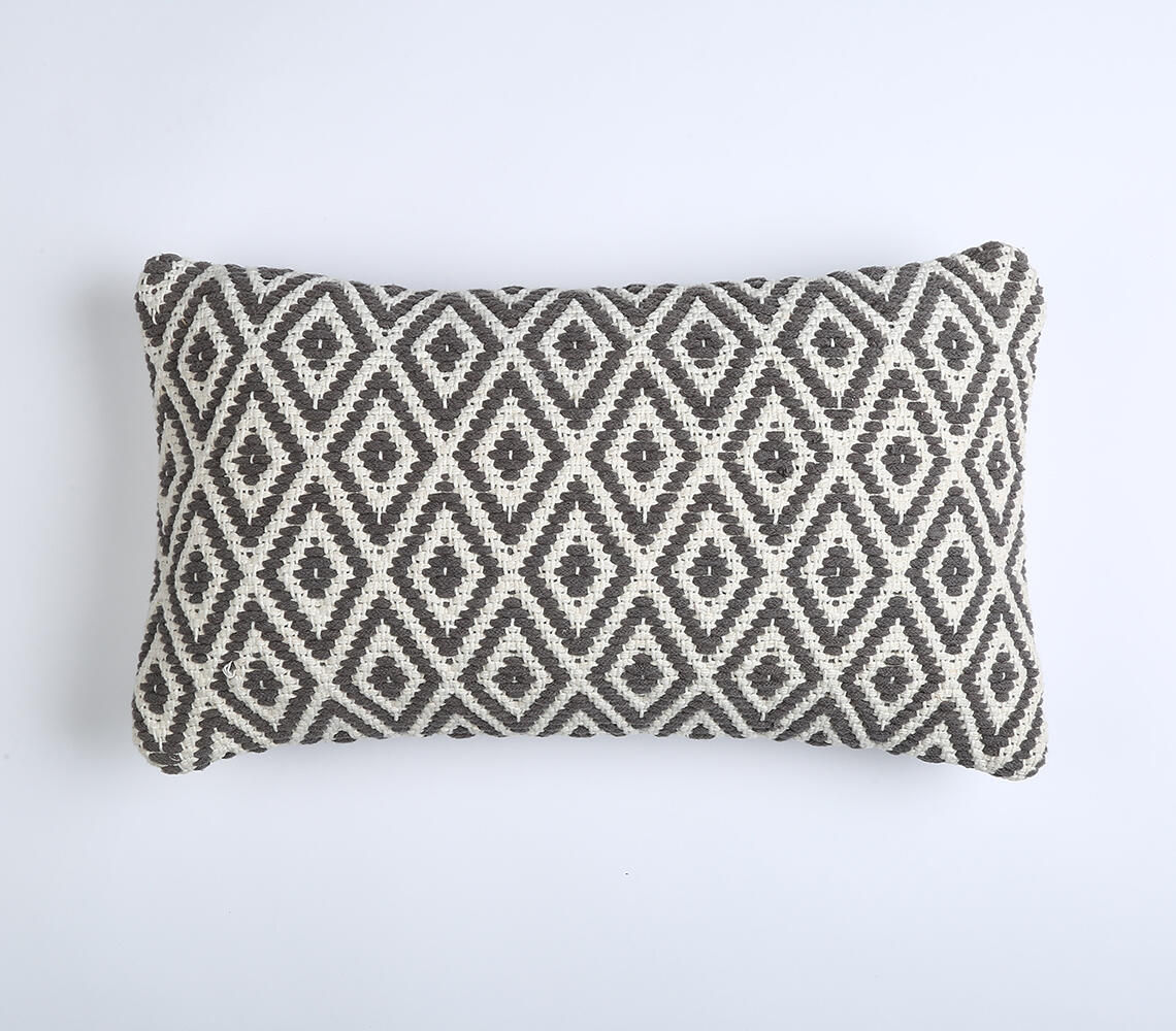 Handloom Lumbar Diamond Design Cushion cover